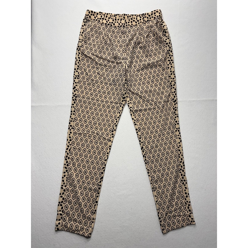 ESSENTIEL Antwerp Dress Pants Womens 40 Beige‎ Geo Dot Print Elastic Waist Slim